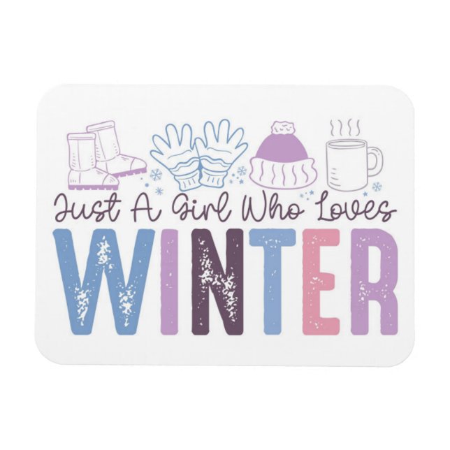 Magnet Flexible Juste une fille qui aime l'hiver mignonne design s (Horizontal)