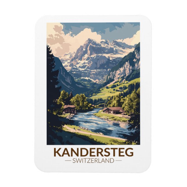 Magnet Flexible Kandersteg Suisse Peinture Voyage Art Retro (Vertical)