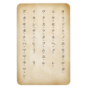 Magnet Flexible Katakana With Romaji Japanese Characters Antiqued