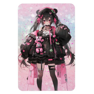 Magnet Flexible Kawaii Anime Girl en Robe rose et noire