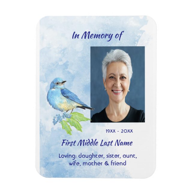 Magnet Flexible Keepsake Memorial  Bluebird Garden Bird  (Vertical)