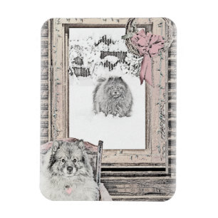 Magnet Flexible Keeshond Noël hiver fenêtre Peinture Chien Art