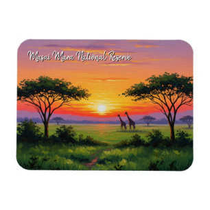 Magnet Flexible Kenya Masai Mara Giraffes coucher du soleil