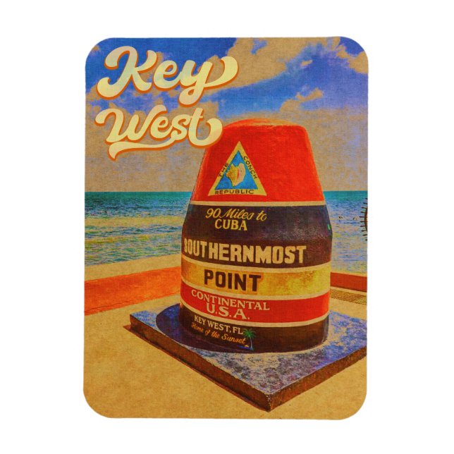 Magnet Flexible Key West Island Floride Palm Tree Beach Souvenir (Vertical)