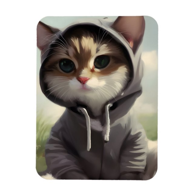 Magnet Flexible Kitten dans un Sweat - shirt à capuche (Vertical)
