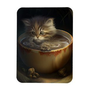 Magnet Flexible Kitten dans une teacup jaune Aimant flexible