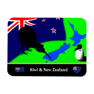 Magnet Flexible Kiwi Bird, Drapeau et carte de la Nouvelle-Zéland