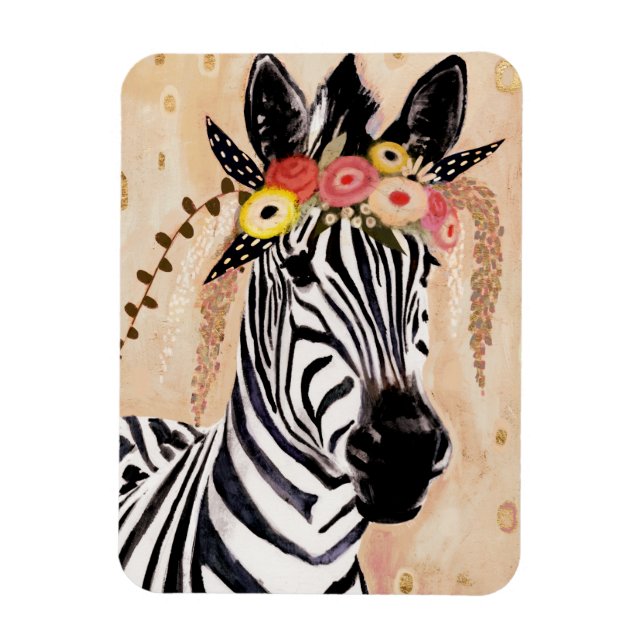 Magnet Flexible Klimt Zebra | Couronne De Fleurs (Vertical)
