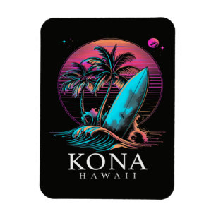 Magnet Flexible Kona Hawaï Planche de Surf Hawaïenne Vintage