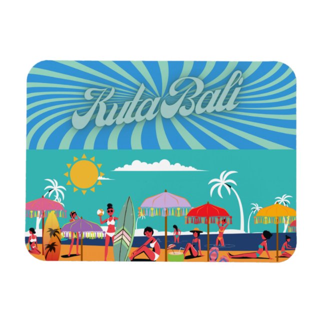 Magnet Flexible Kuta intemporelle : Carte magnétique Bali amusante (Horizontal)