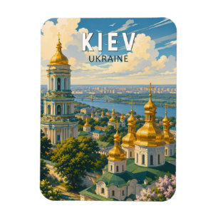 Magnet Flexible Kyiv Ukraine Illustration Voyage Art Rétro