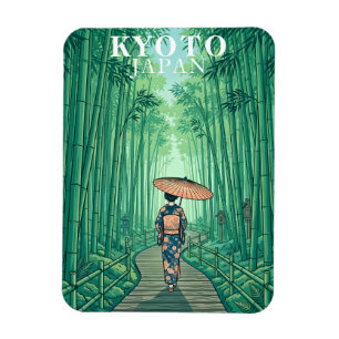 Magnet Flexible Kyoto Japon Forêt de Bambou Voyage Vintage