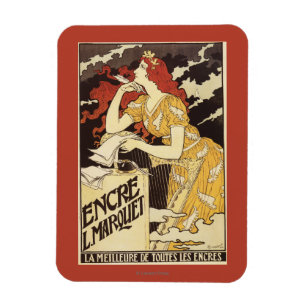 Magnet Flexible L. Marquet Ink Femme à tête rouge et harpe