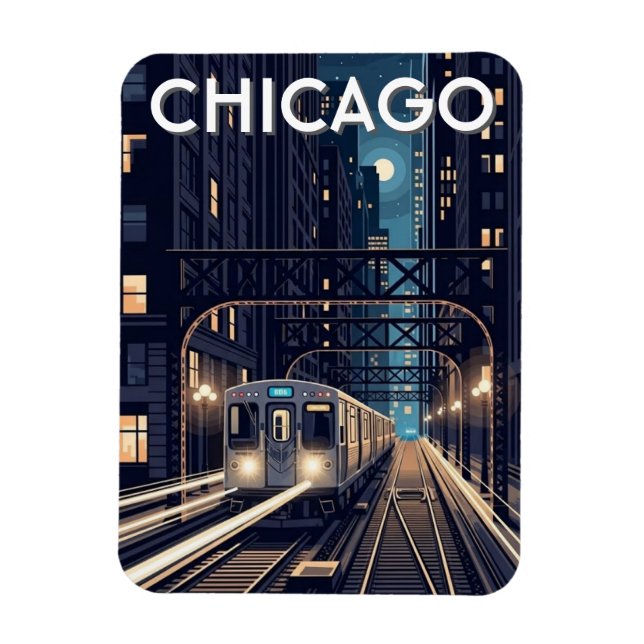 Magnet Flexible L Train Chicago Illinois Travel (Vertical)