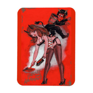 Magnet Flexible La beauté et le Krampus Noël Vintage Noël