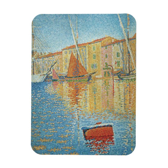 Magnet Flexible La Bouée Rouge par Paul Signac, Pointillisme Vinta (Vertical)