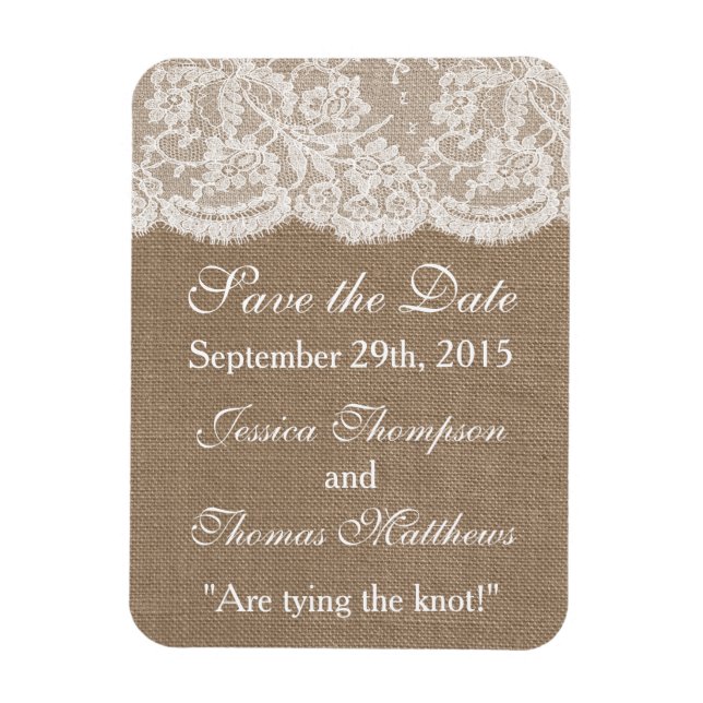 Magnet Flexible La collection de Mariages Burlap & Lace (Vertical)