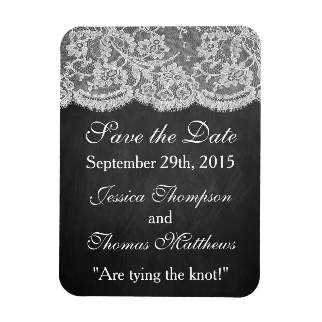 Magnet Flexible La collection de Mariages Chalkboard & Lace (Vertical)