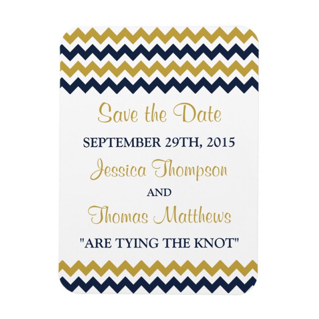 Magnet Flexible La collection Mariage moderne Chevron - Marine & G (Vertical)