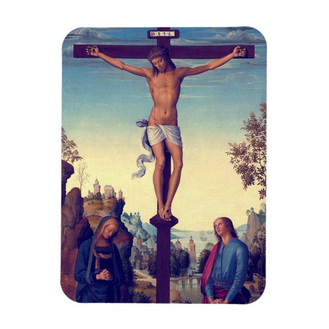 Magnet Flexible La Crucifixion avec la Vierge par Pietro Perugino (Vertical)