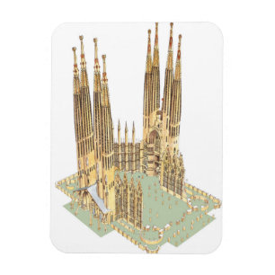 Magnet Flexible La famille sainte Antonio Gaudi. Barcelone Espagne