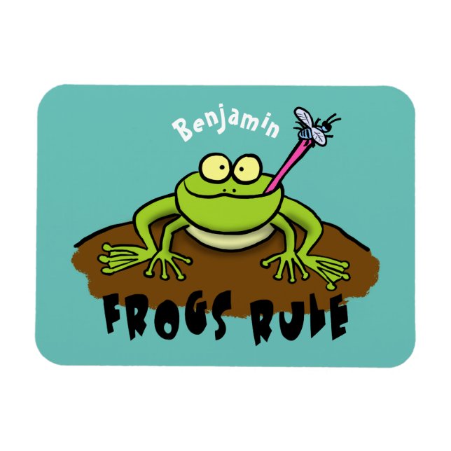 Magnet Flexible La grenouille règle drôle dessin de grenouille ver (Horizontal)