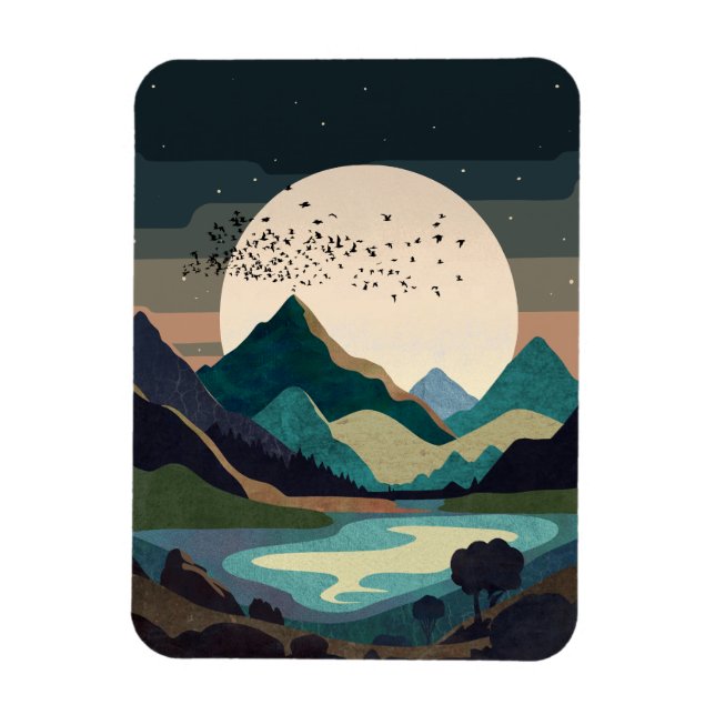 Magnet Flexible La Lune Sur Le Lac (Vertical)