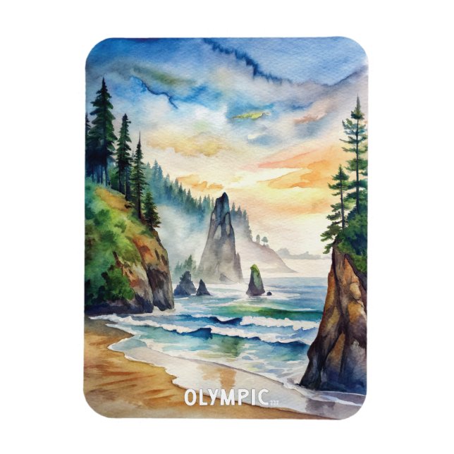 Magnet Flexible La peinture aquarelle du parc national olympique (Vertical)