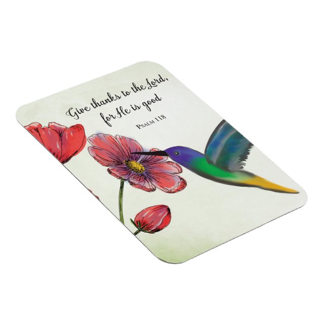 Magnet Flexible La pensée religieuse de vous Fleurs avec Colibri (Côté Droit)