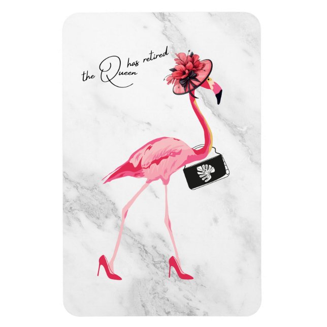 Magnet Flexible La Reine A Retraité Classy Chic Flamant rose Rose (Vertical)