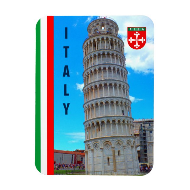 Magnet Flexible La Tour De Pise Et Le Drapeau Italien (Vertical)