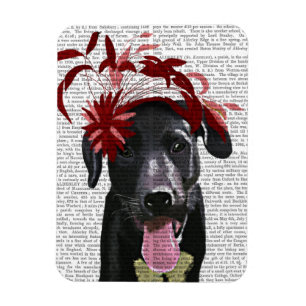 Magnet Flexible Labrador noir avec Fascinator rouge