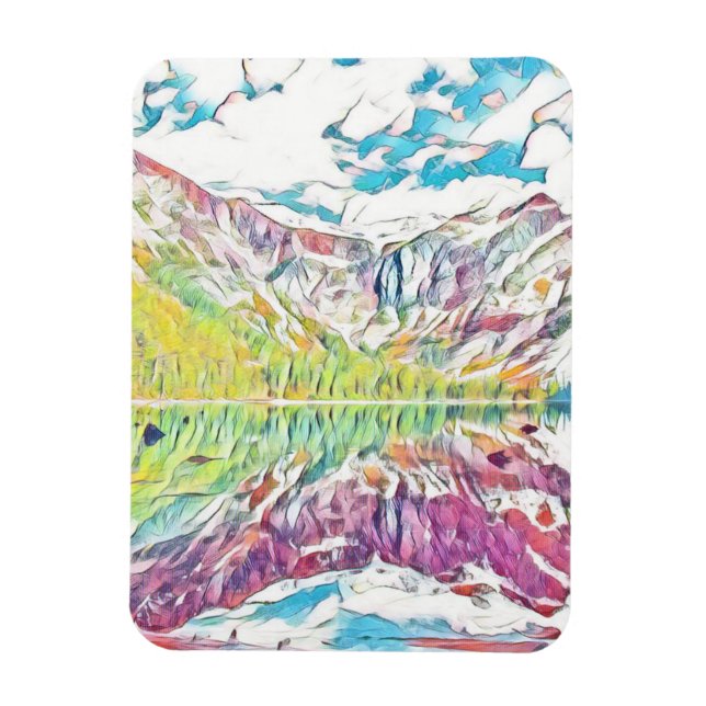 Magnet Flexible Lac Avalanche en aquarelle abstraite (Vertical)