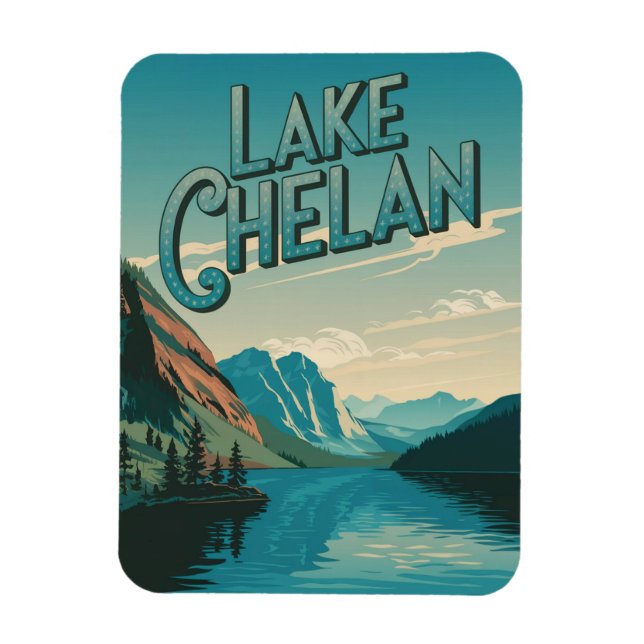 Magnet Flexible Lac Chelan Washington Vintage (Vertical)
