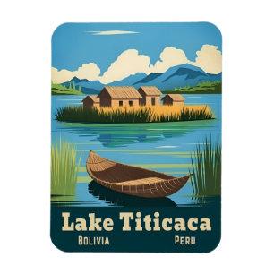 Magnet Flexible Lac Vintage voyage Titicaca Amérique du Sud Pittor