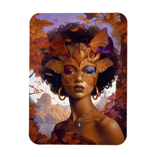 Magnet Flexible Lady Portant un Masque Art Imaginaire noir (Vertical)
