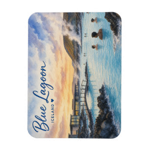 Magnet Flexible Lagon bleu Islande bain thermal aquarelle