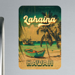 Magnet Flexible Lahaina Maui Hawaii Retro Sunset Souvenir 1950