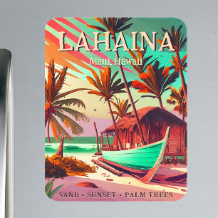 Magnet Flexible Lahaina Maui Hawaii soleil couchant tropical palmi