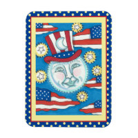 L'AMÉRICANA FOLK ART PATRIOTIQUE HOMME DANS LA LUN