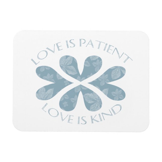 Magnet Flexible L'amour est Patient Blue Hearts Citation inspirant (Horizontal)