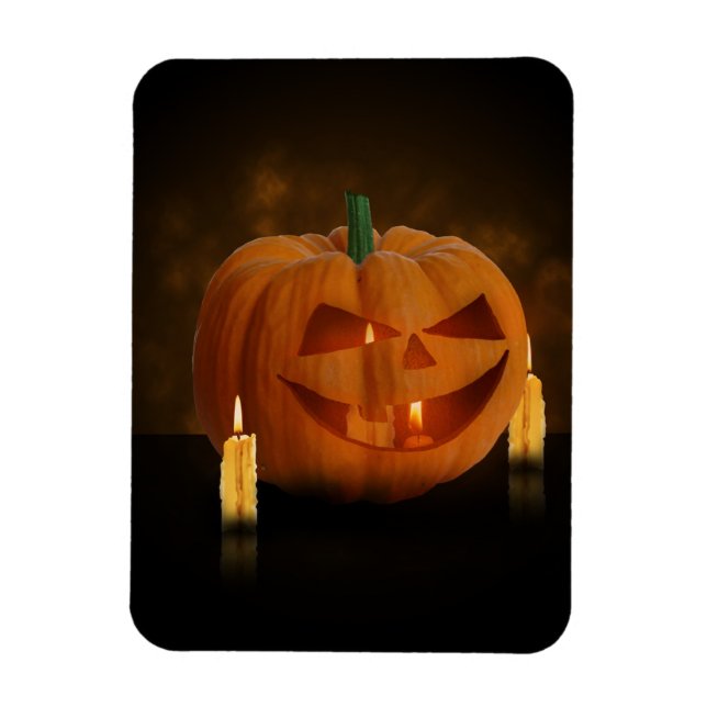 Magnet Flexible Lanterne Citrouille d'Halloween avec bougies (Vertical)