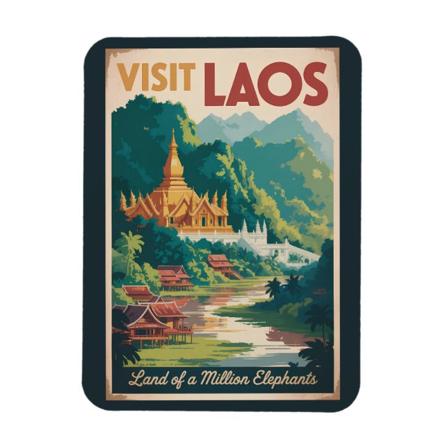Magnet Flexible Laos Pha That Luang Illustration Travel Art (Vertical)