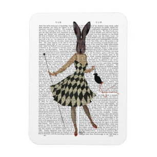 Magnet Flexible Lapin dans la robe blanche noire