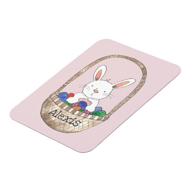 Magnet Flexible Lapin de Pâques dans le panier d'oeufs Ajouter vot (Côté Gauche)