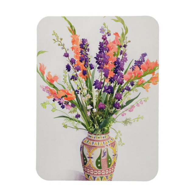 Magnet Flexible Larkspur et Gladioli dans un Vase marocain (Vertical)