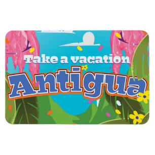 Magnet Flexible L'art de l'affiche de voyage d'Antigua Island.
