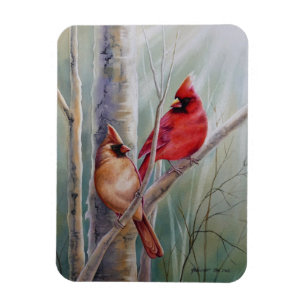 Magnet Flexible L'art de l'aquarelle rouge cardinal