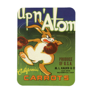 Magnet Flexible L'art de l'étiquette vintage Boxeur Lapin, Carotte