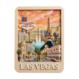 Magnet Flexible Las Vegas Nevada Impasto Vintage Lieux de Voyage I